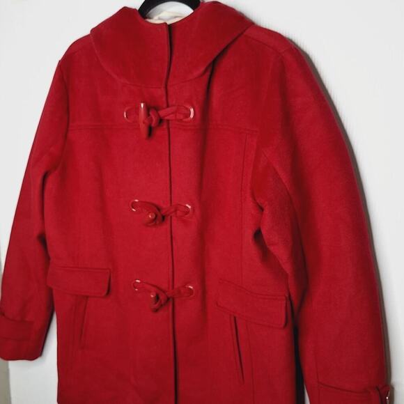 Pendleton Rosyln Women's XL Duffel Peacoat Hooded Wool Blend Coat Toggle Red - Picture 3 of 12